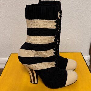 FENDI Stretch Fabric Stripe Rockoko 105mm Sock Boots Size 37